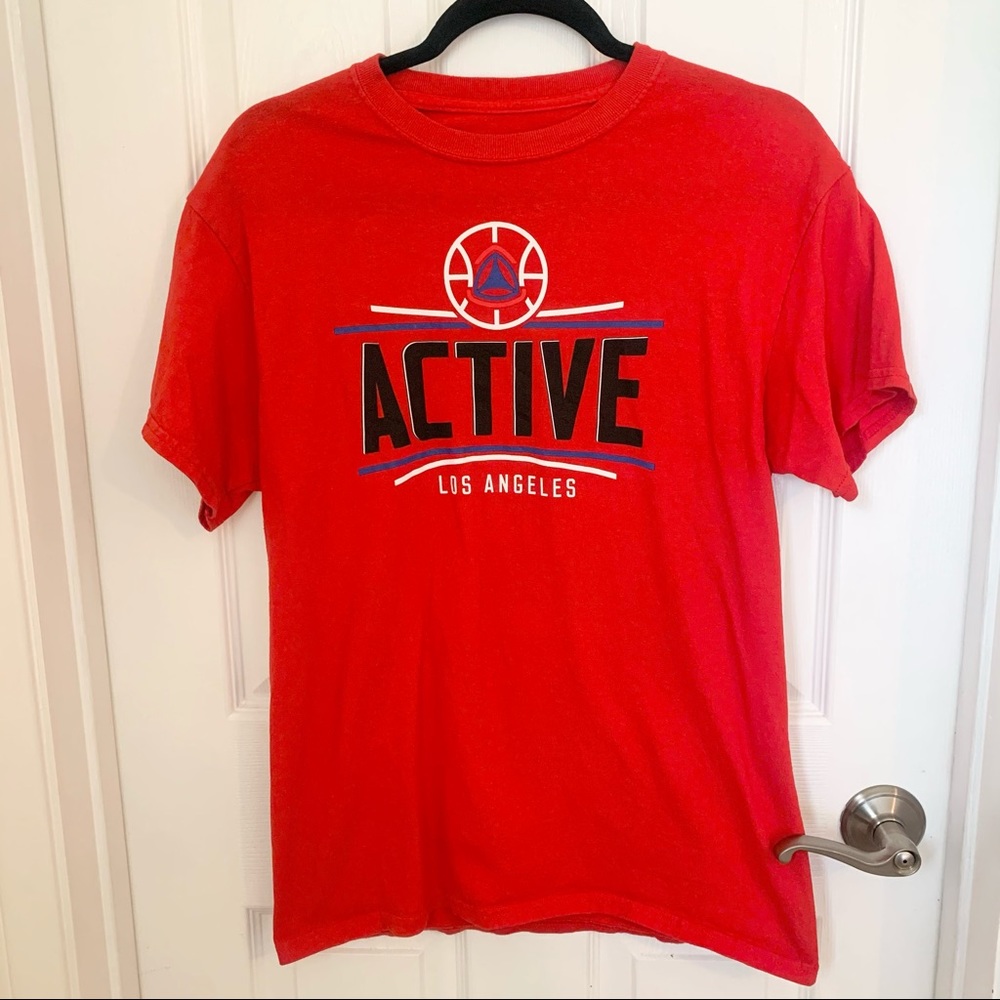 5 for $25! Active Ride Shop Clippers Basketball Skateboarding T-shirt Red